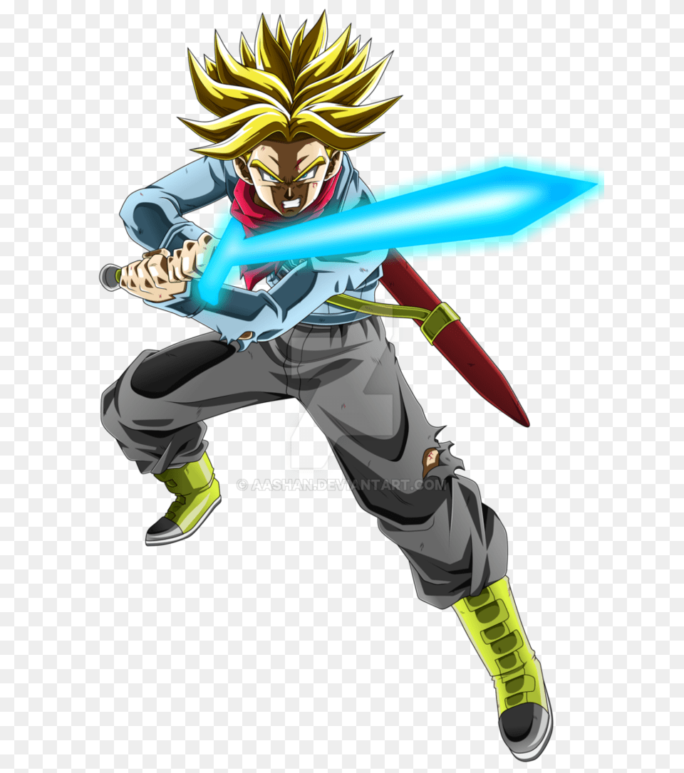 Future Trunks Super Saiyan Rage With Spirit Sword, Book, Publication, Comics, Person Png Image