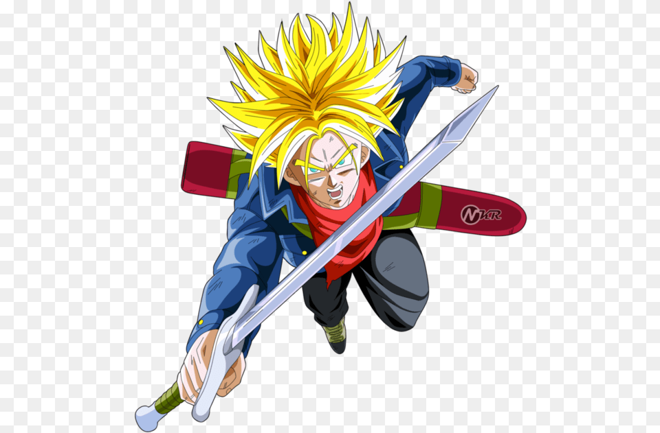 Future Trunks Vs Majin Vegeta Clipart Download Trunks Dragon Ball Super, Book, Comics, Publication, Weapon Png Image