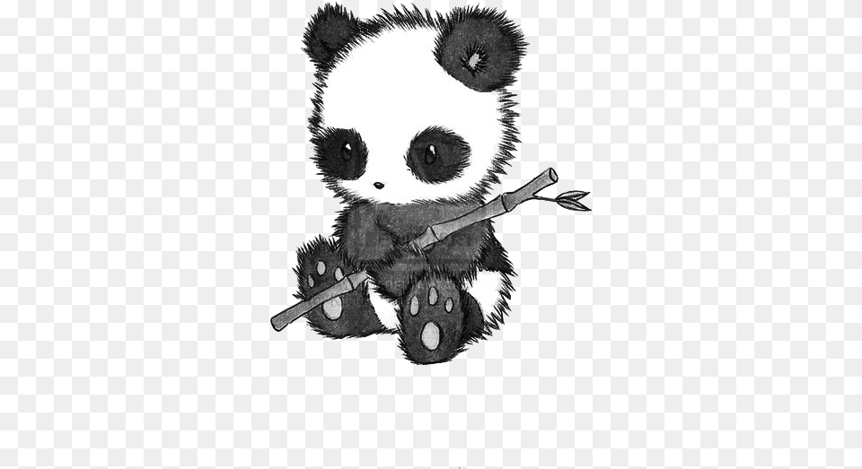 Fuzzy Cuddly Drawing Adorable Black And White Panda Drawing, Art, Animal, Bird Png