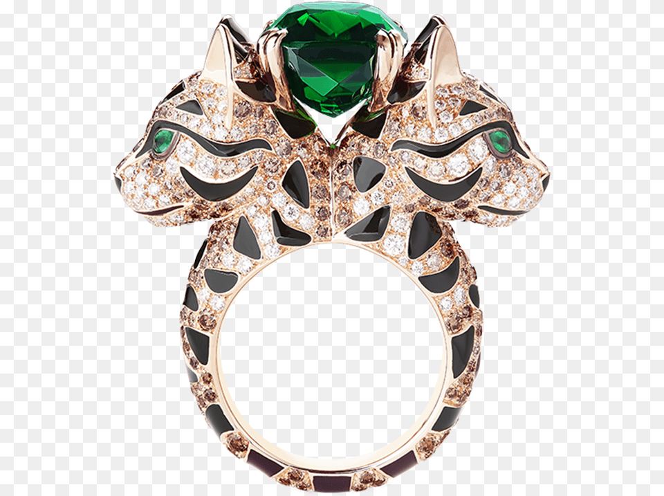 Fuzzy The Leopard Cat Ring Ring Set With A Green Tourmaline Boucheron Animals, Accessories, Jewelry, Gemstone, Diamond Png Image