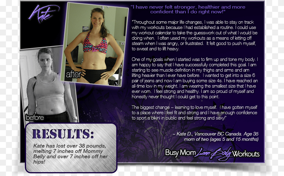 Fym Lean Body Testimonial Kate Flyer, Advertisement, Poster, Adult, Person Free Png Download