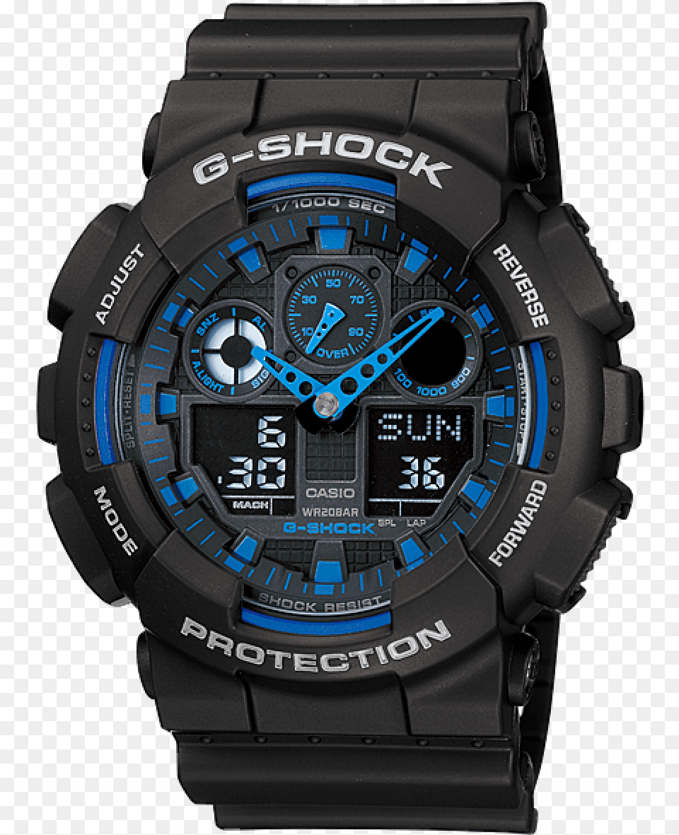 G Shock Ga 100 1a2dr Blue G Shock Watch Price, Wristwatch, Arm, Body Part, Person Png