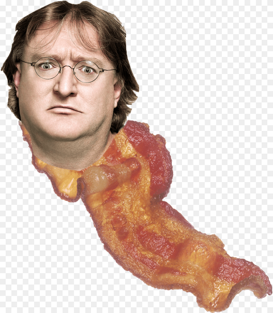 Gabe Newell, Bacon, Food, Meat, Pork Png Image