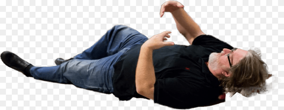 Gabe Newell Laying Down, Person, Hand, Finger, Body Part Png Image