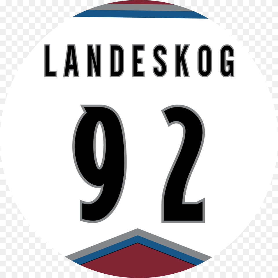 Gabriel Landeskog Away Jersey By Puckstyle, Symbol, Number, Text, Disk Free Png