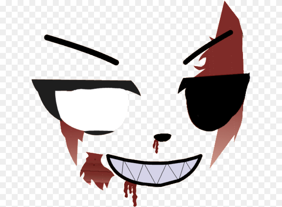 Gacha Gachalife Creepy Bloody Gachaface Face Cartoon, Helmet, Animal, Fish, Sea Life Png Image