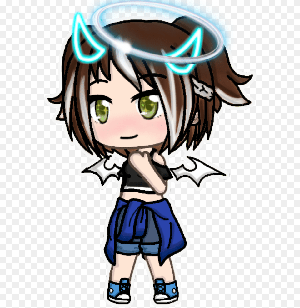 Gachalife Angel Demon Angelicdemon Cartoon, Book, Comics, Publication, Person Png