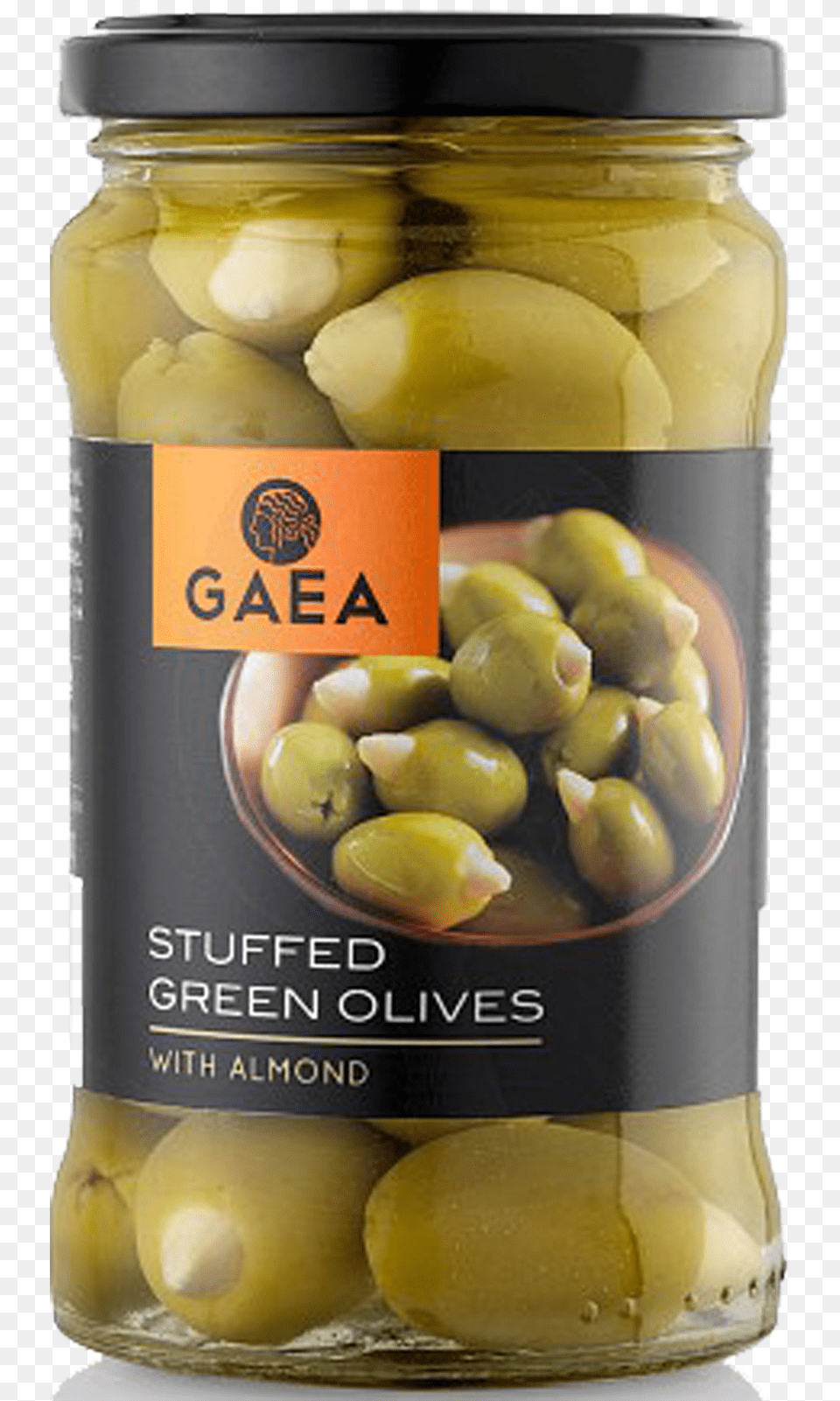 Gaea Stuffed Green Olives With Almond, Food, Relish, Pickle, Jar Free Png