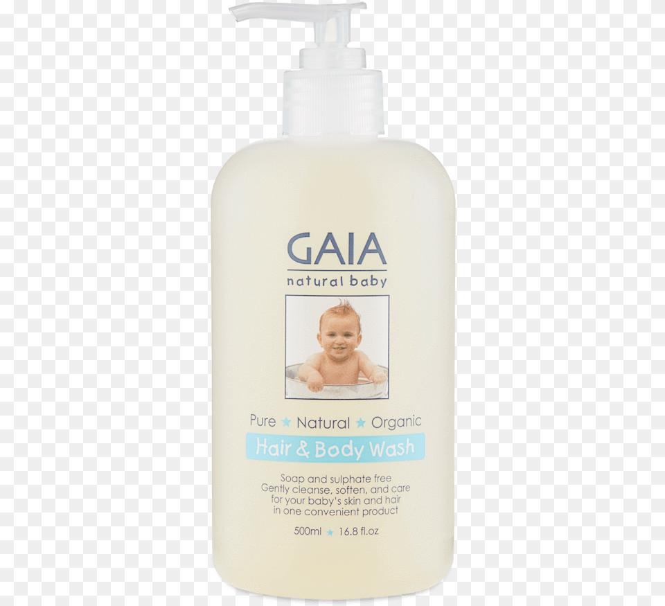 Gaia Natural Baby Bath Amp Body Wash, Bottle, Lotion, Person, Face Free Png Download