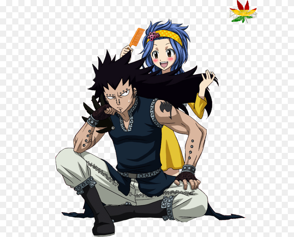 Gajeel Redfox Y Levy Mcgarden Dragon Force Fairy Tail Gajeel, Book, Comics, Publication, Person Free Png Download