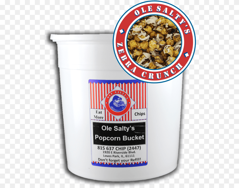 Gal Ole Saltys Zebra Crunch Popcorn Bucket Corn Flakes, Food, Bottle, Shaker Free Png