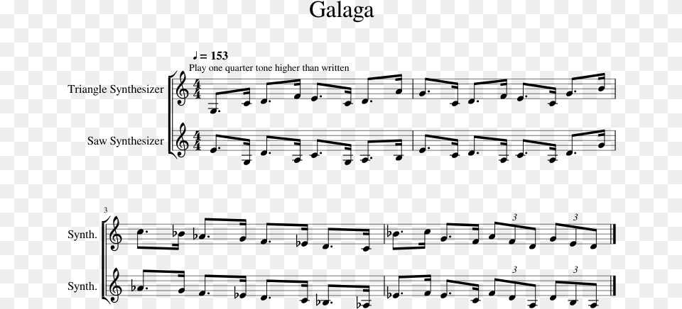 Galaga Theme Piano Sheet Music, Gray Free Transparent Png