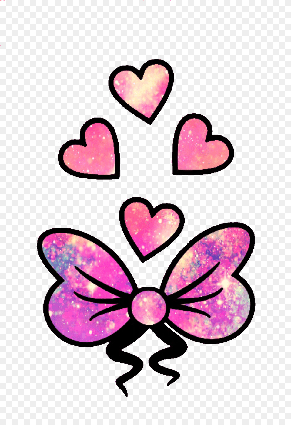 Galaxy Cute Girly Bow Hearts Love Pink Clipart Girly, Purple, Accessories Png