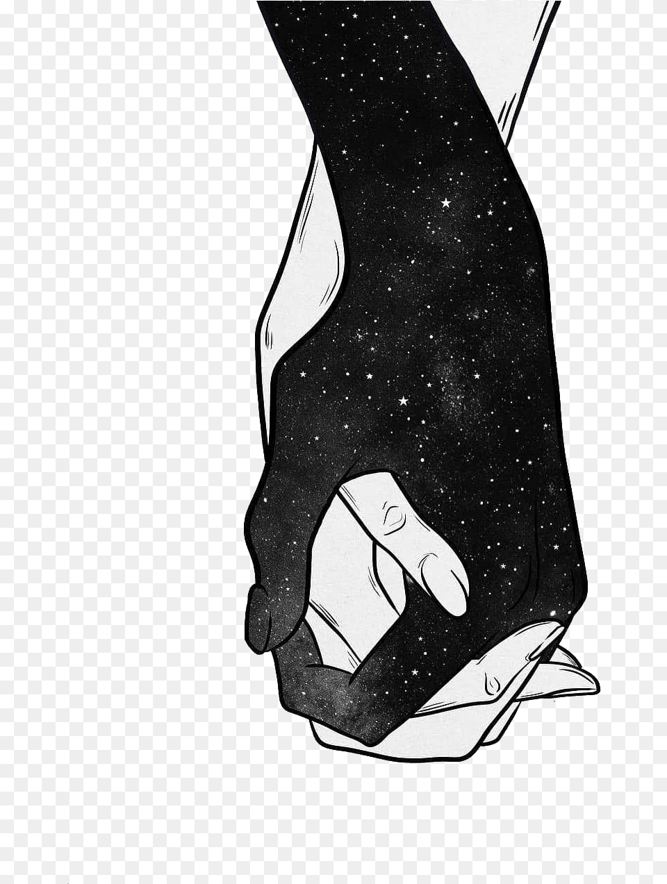 Galaxy Flower Tumblr Sticker Gardening Flower And Vegetables Aesthetic Black And White, Body Part, Hand, Person, Art Free Transparent Png