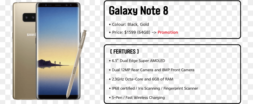 Galaxy Note 8 1 Samsung Galaxy Note 8 4g 64gb Dual Sim Gold, Electronics, Mobile Phone, Phone Png