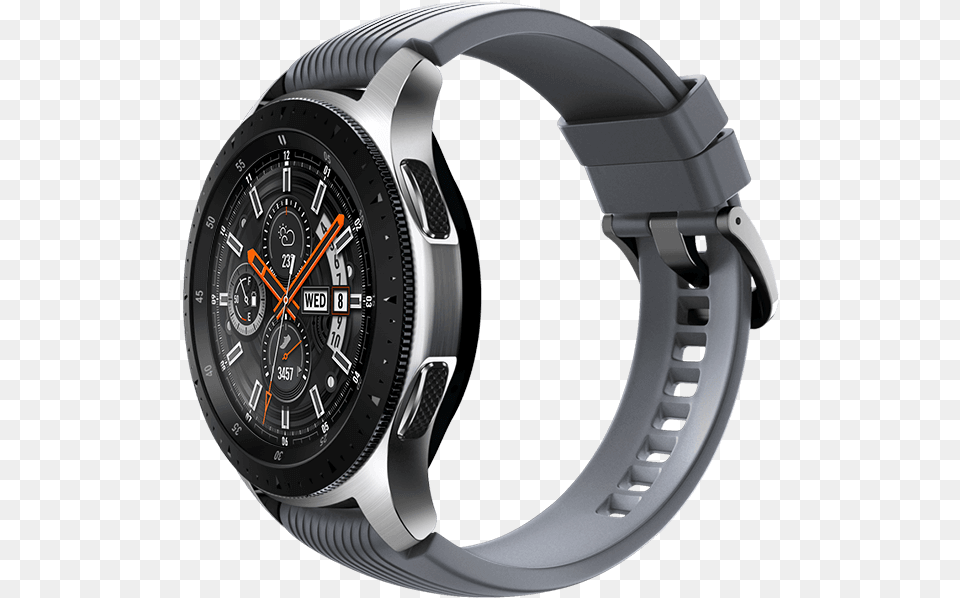 Galaxy Watch In Silver On Left With Basalt Grey Samsung Galaxy Watch, Arm, Body Part, Person, Wristwatch Free Png Download