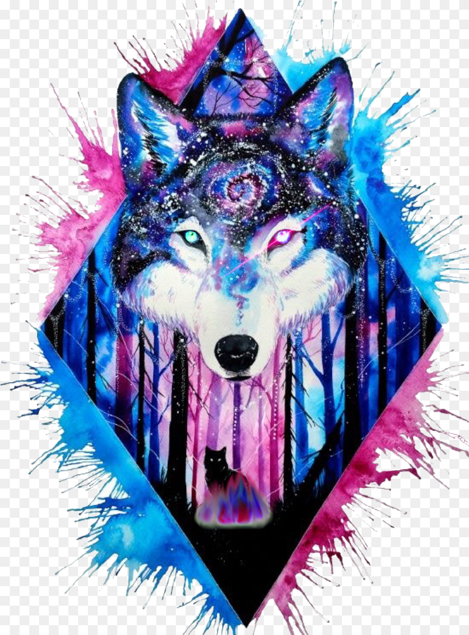 Galaxy Wolf Clipart Galaxy Wolf Tattoo, Purple, Animal, Mammal, Person Free Png