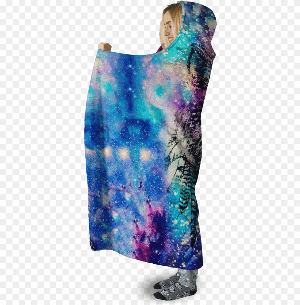 Galaxy Wolf Custom Hooded Blanket Blanket, Dye, Adult, Female, Person Free Transparent Png