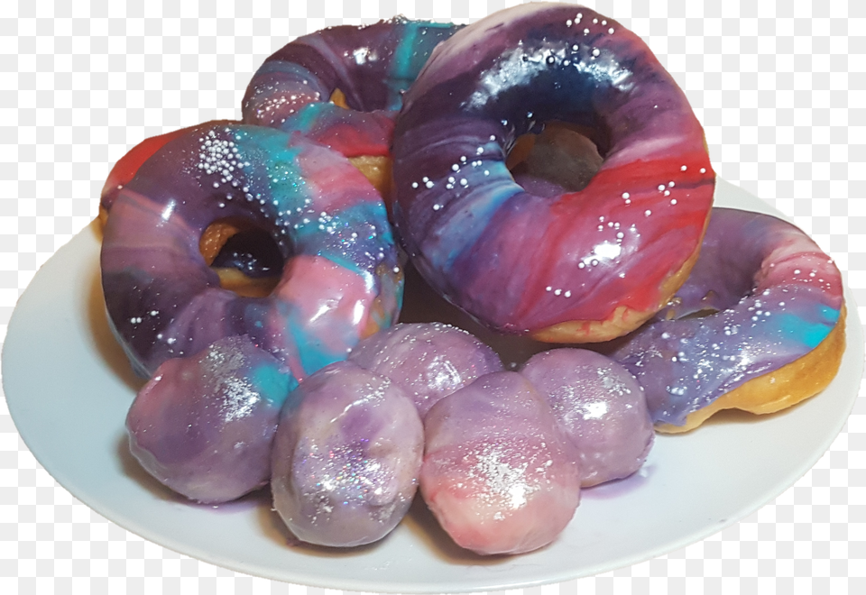 Galaxy Yeast Doughnuts Sprinkles, Food, Sweets, Donut, Plate Free Png