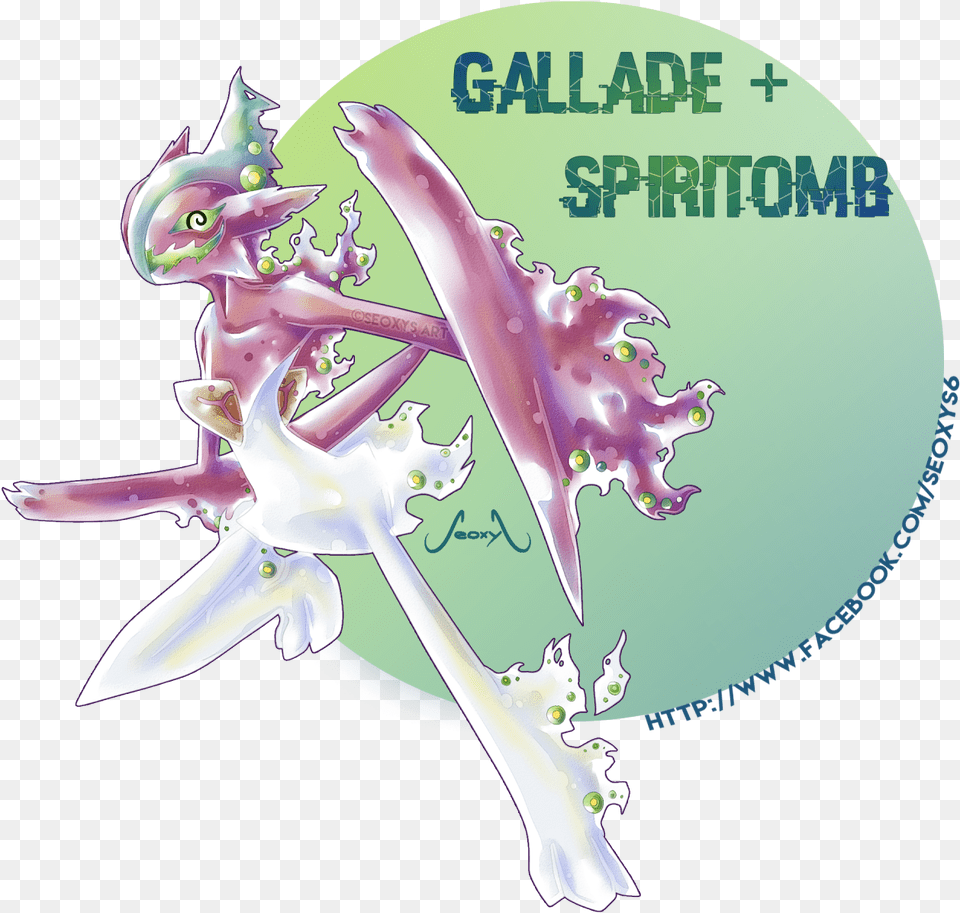 Gallade Spiritomb A Commission For Someone On Facebook Gallade Fusion, Animal, Dinosaur, Reptile Free Png