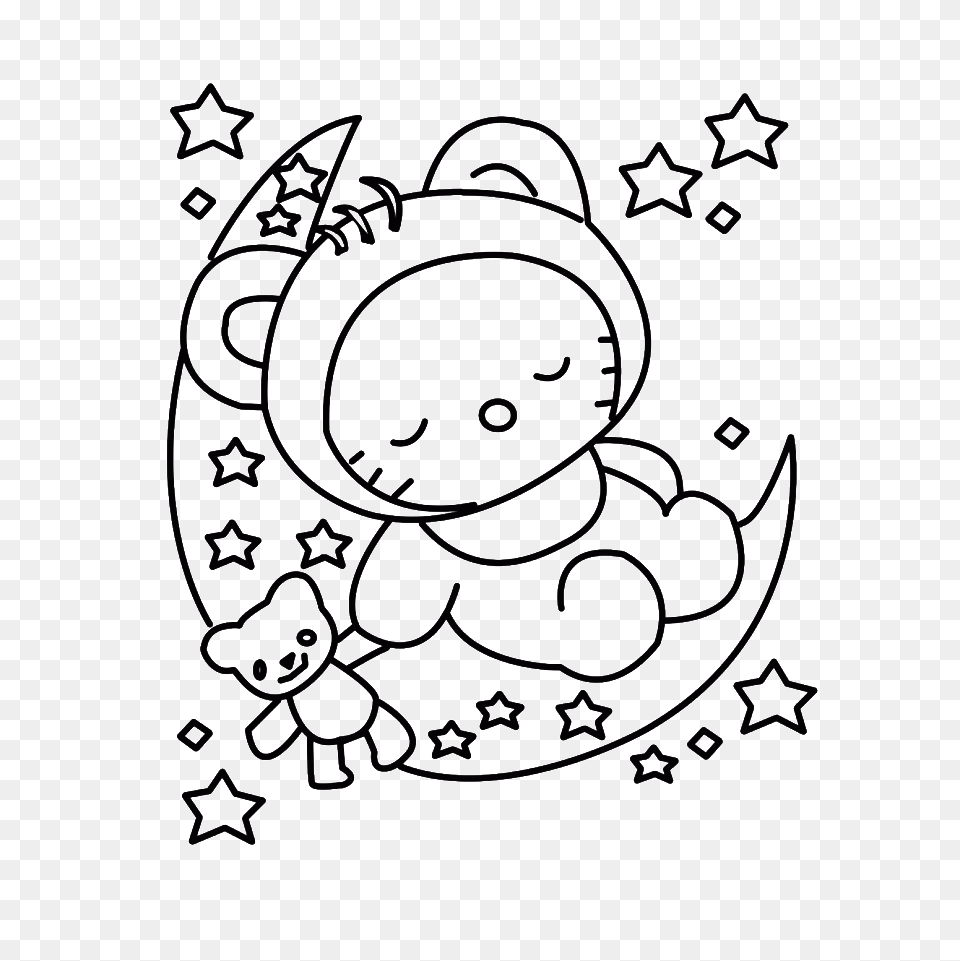 Gallery Christmas Eve Coloring Pages Hello Kitty Sleeping Coloring Pages, Face, Head, Person Free Transparent Png