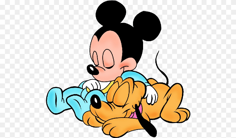 Gallery For Mickey Mouse Sleeping Clip Art Baby Pluto And Mickey, Cartoon, Person Free Png Download