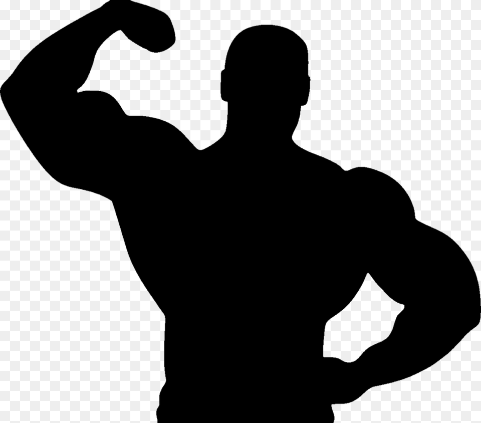 Gallery Of Vector Muscle Man Bodybuilder Art Muscle Man Silhouette, Gray Png Image