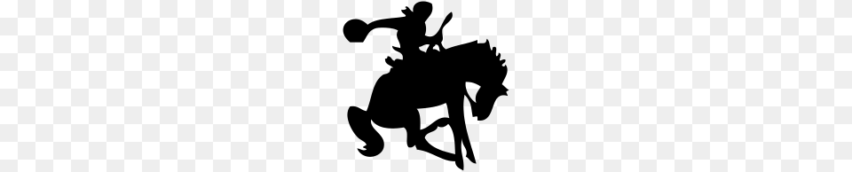 Galloping Bucking Horse Cowboy Silhouette, Gray Free Png