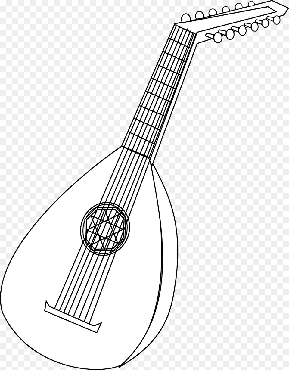 Gambar Alat Musik Kecapi Hitam Putih, Lute, Musical Instrument, Guitar Free Png