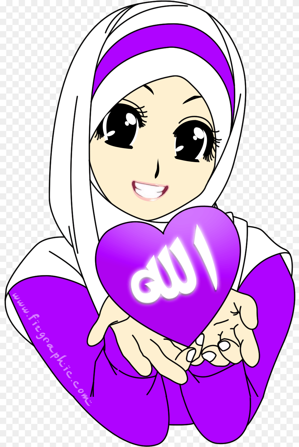 Gambar Kartun Muslimah Warna Ungu Keren Gasebo Wallpaper Hijab Cartoon, Book, Comics, Publication, Adult Free Png Download
