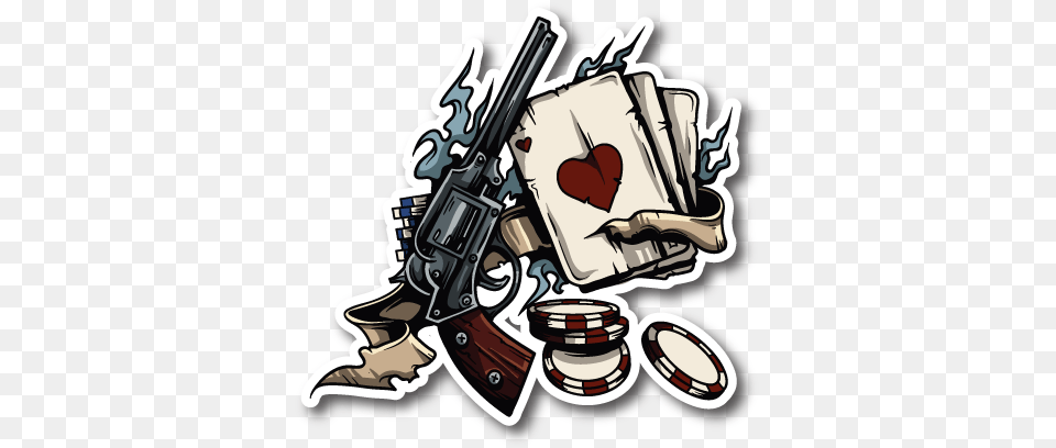 Gambling Chips Guns And Cards Tattoo Stickers, Firearm, Weapon, Gun, Handgun Png Image