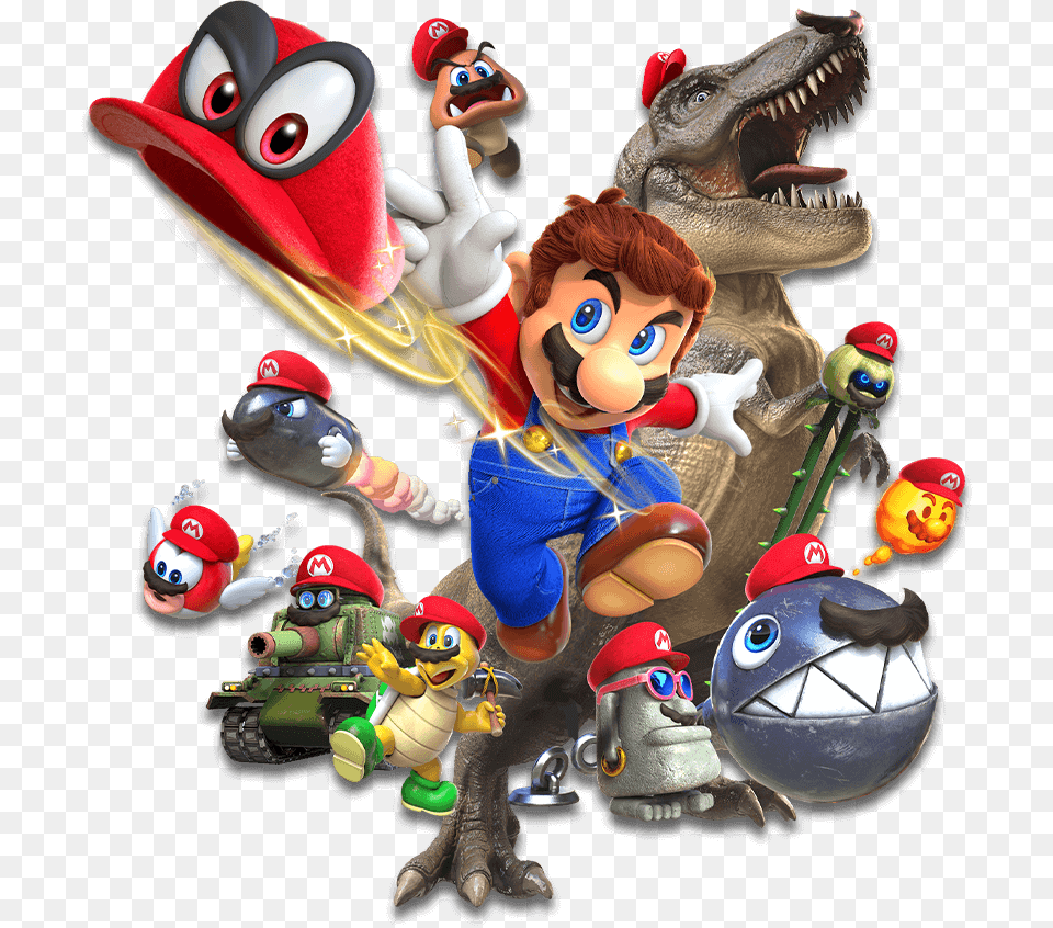 Game Figures Super Mario Odyssey Mario And Cappy, Animal, Dinosaur, Reptile, Face Png Image