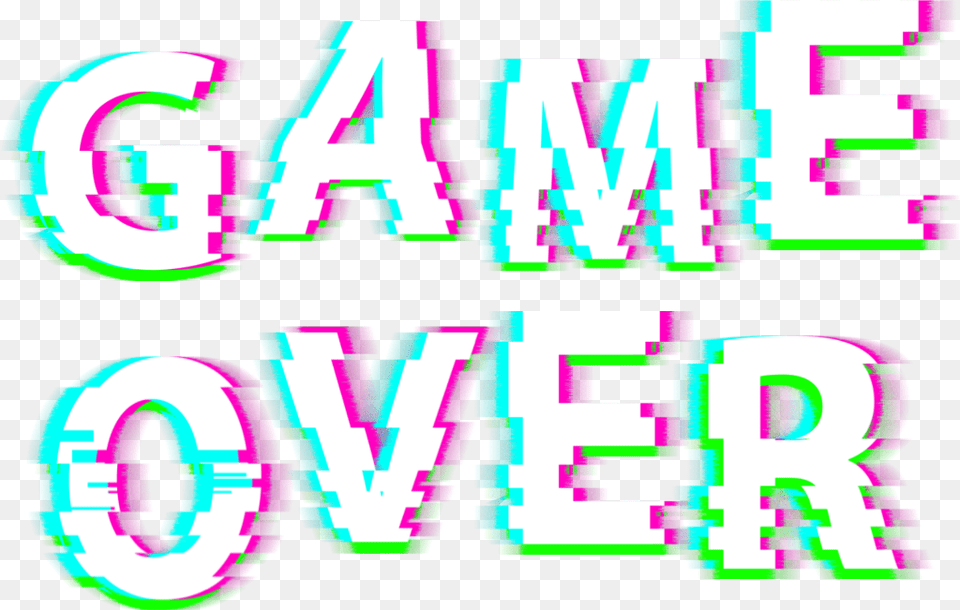 Game Game Over Glitch, Purple, Green, Text Png