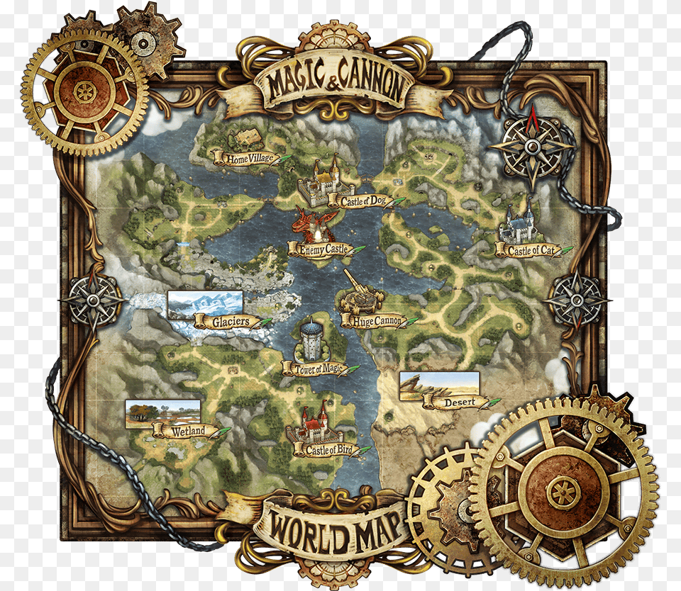 Game Map Ui Steampunk Game Map, Machine, Wheel, Accessories, Art Free Png Download