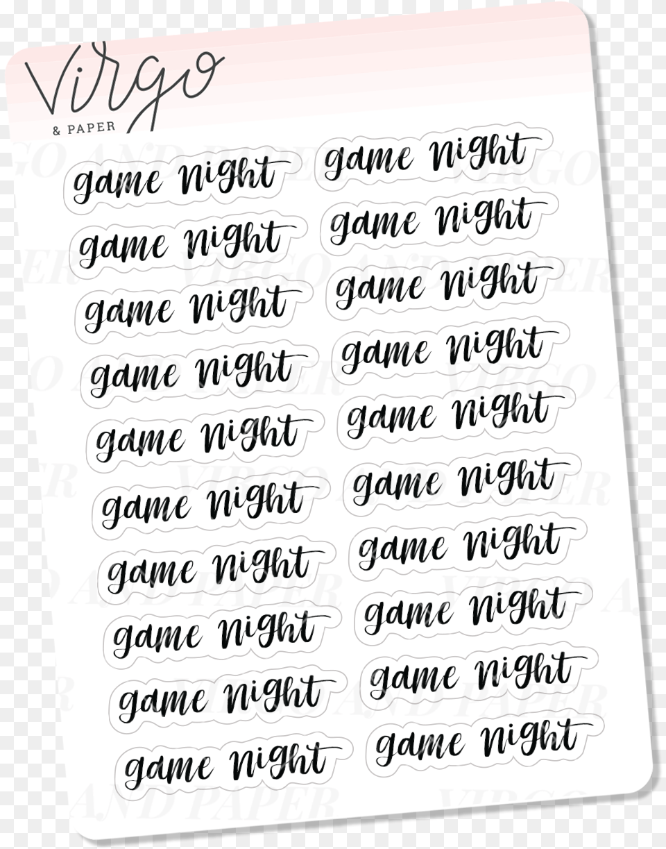 Game Night Hand Lettered Script Stickers Horizontal, Text, White Board Png Image