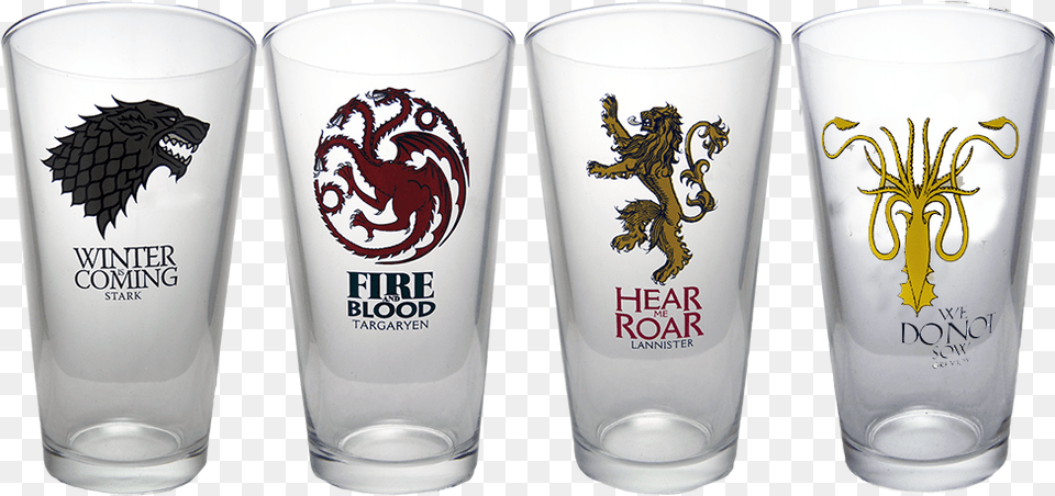 Game Of Thrones 4 Pack Pint Glass Set Games Of Thrones Pint Glasses, Alcohol, Beer, Beer Glass, Beverage Free Png Download