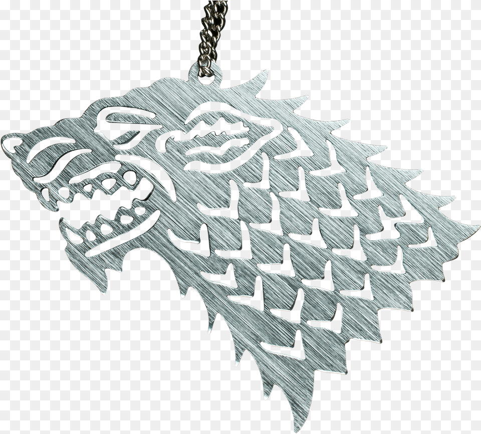 Game Of Thrones Chrome Stark Sigil Game Of Thrones Stark Wolf Logo Metal, Accessories, Jewelry, Necklace, Person Free Png Download