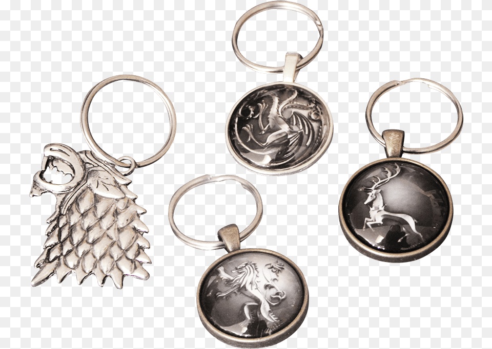 Game Of Thrones House Sigil Keychain Keychain, Accessories, Earring, Jewelry, Silver Free Png