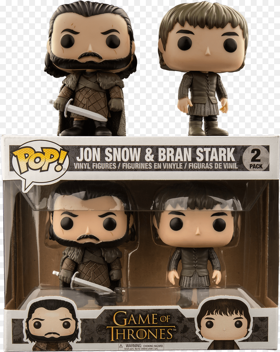 Game Of Thrones Jon Snow U0026 Bran Stark Us Exclusive Pop Vinyl Figure 2pack Jon Snow Funko Pop, Baby, Toy, Person, Doll Png