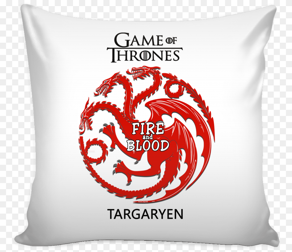 Game Of Thrones Pillow Cover Targaryen Fire And Blood House Targaryen Logo, Cushion, Home Decor Png Image