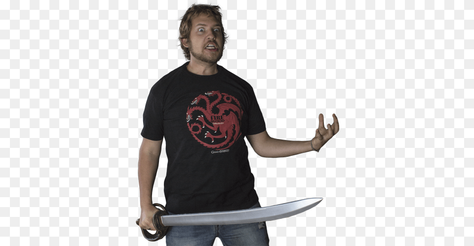 Game Of Thrones Targaryen Fire And Blood Black Male Tshirt Targaryen, Weapon, T-shirt, Sword, Clothing Free Transparent Png