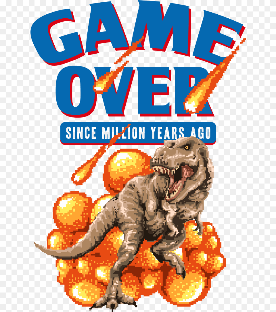Game Over Dino Dinosaur, Animal, Reptile, T-rex, Person Free Png