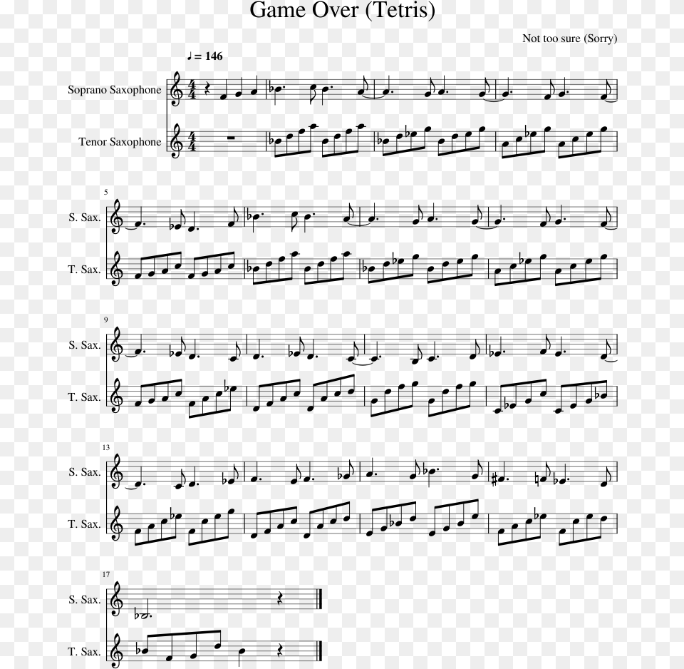 Game Over Sheet Music Composed By Not Too Sure Sorry Sheet Music, Gray Png