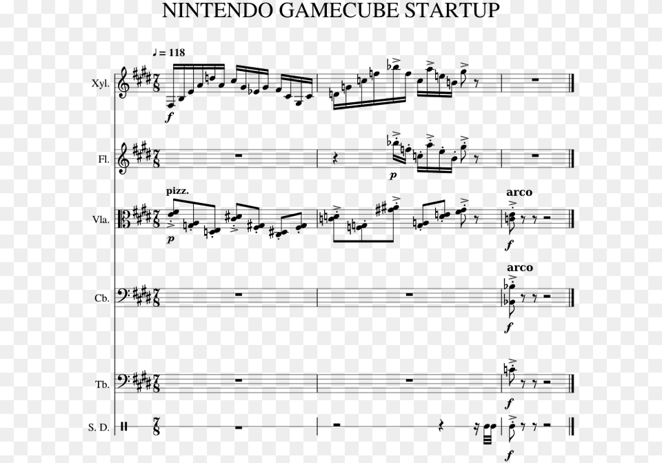 Gamecube Theme Piano Sheet Music, Gray Free Transparent Png