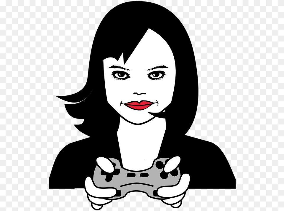 Gamer Gaming Female Play Playstation Games Personal Female Icon, Stencil, Baby, Person, Face Free Png