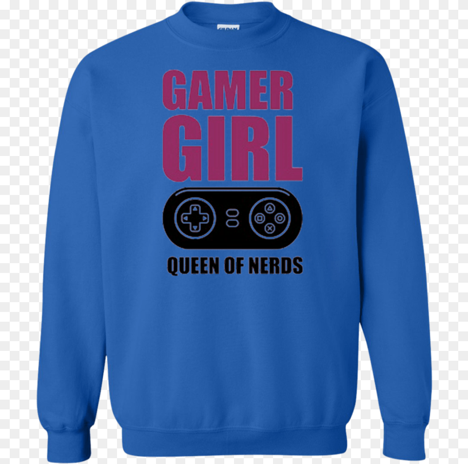 Gamer Girl Queen Of Nerds Sweatshirt Sweater, Clothing, Knitwear, Hoodie, Long Sleeve Png