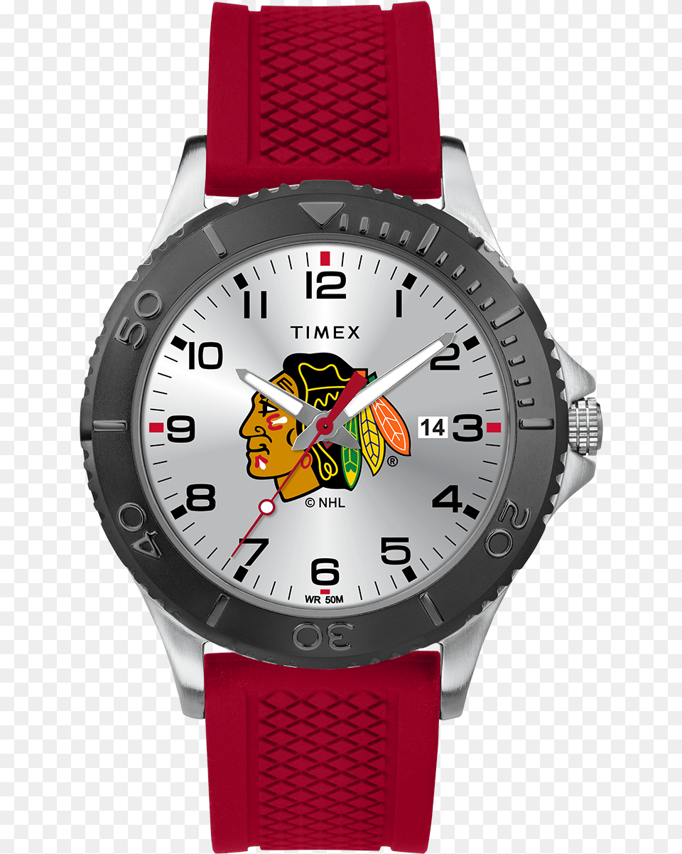 Gamer Red Chicago Blackhawks Timex Men39s Quartz Watch With Black Dial Analogue Display, Arm, Body Part, Person, Wristwatch Free Transparent Png