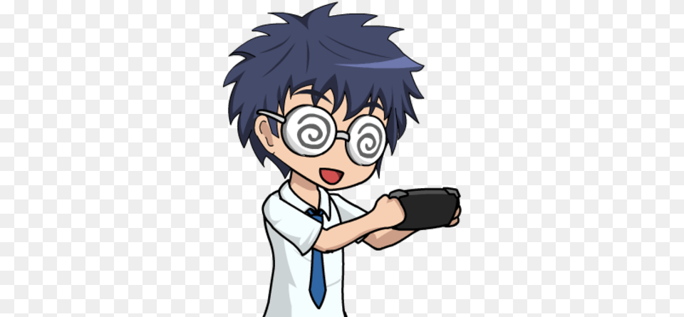 Gamer Swirly Anime Guy With Swirly Glasses, Book, Comics, Publication, Person Png