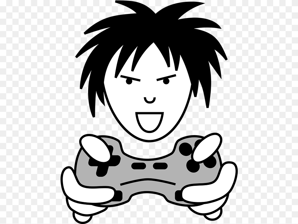 Gamer Vector Character Video Free Vector Graphic On Pixabay Funny Cartoon Gamer, Stencil, Face, Head, Person Png
