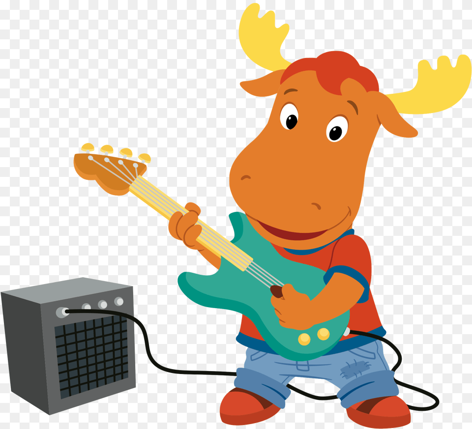 Games Clipart Lets Play Backyardigans Tyrone Sitting, Guitar, Musical Instrument, Bass Guitar, Baby Png Image